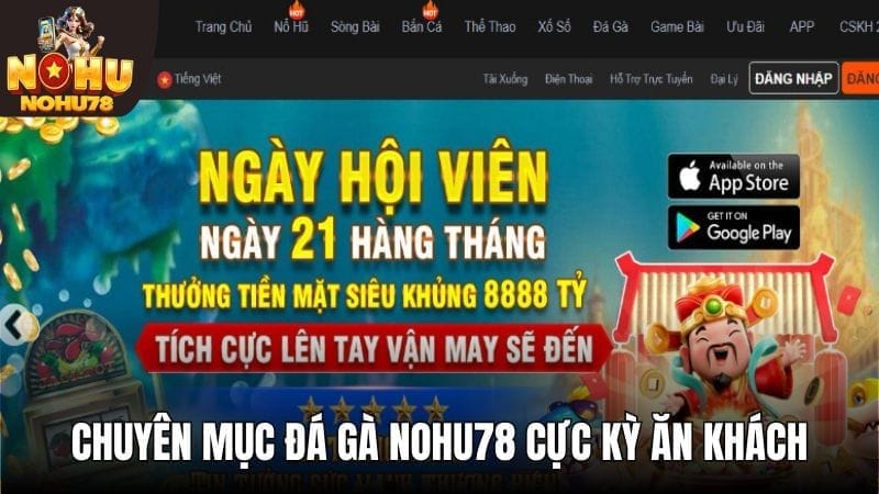 Dịch vụ chọi gà trực tuyến tại Nohu78 cực kỳ ăn khách